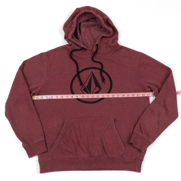 Volcom‎ Maroon Heather Blaqued Out Logo Hoodie Pullover Men's Size Medium - Picture 3 of 13